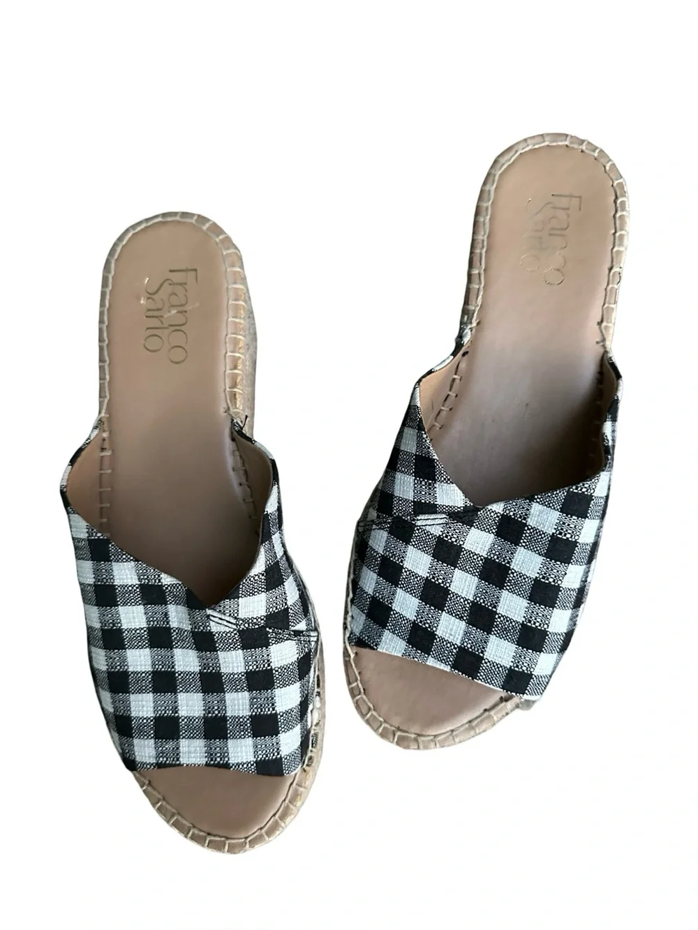 Franco Sarto Gingham Espadrille Slip on Slide Sandals Women’s 7